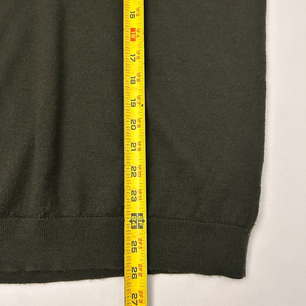 J.Crew Sweater Mens L Dark Green Slim Fit V-Neck Merino Wool Classic‎ Pullover - Picture 6 of 6